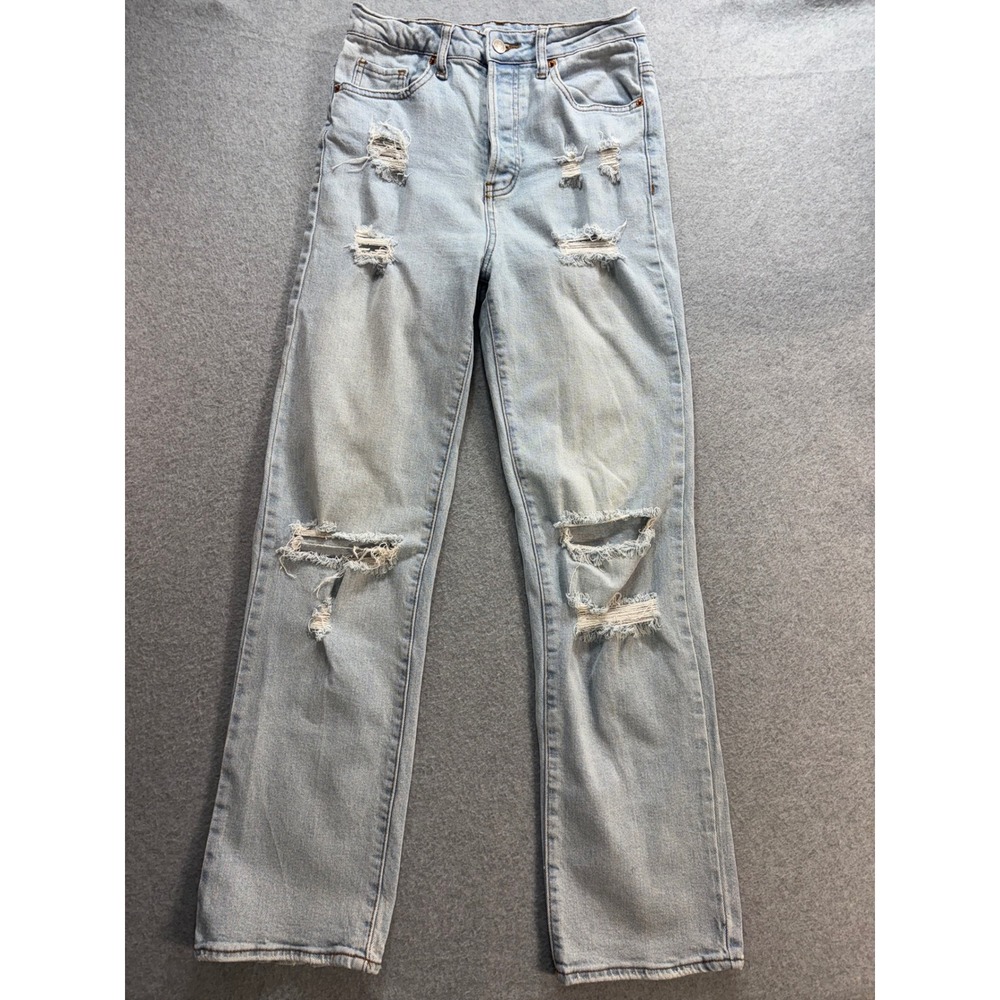 SONG 90s Boyfriend Jeans Light Wash Distressed Ripped Button Fly Size‎ 5/27